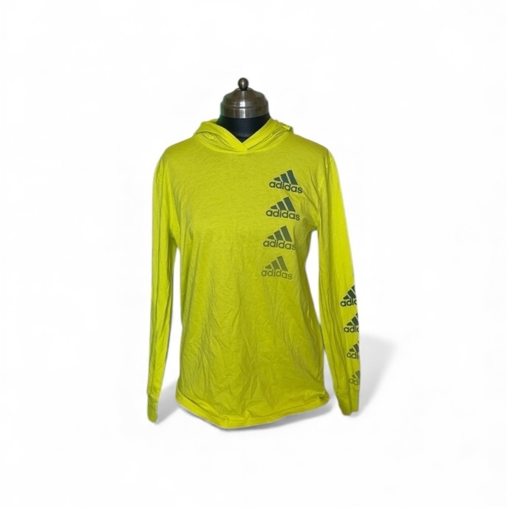 Adidas hooded long sleeve t-shirt for youth but can be warn by women size small